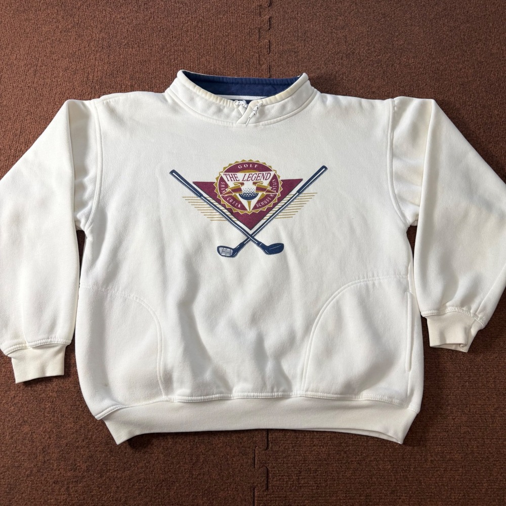 Vintage Gear For Sports The Legend Golf Sweatshirt Mens Large Shanty Creek Cream